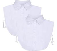 Tatuo 2 cuellos falsos desmontables para mujer, falsa pechera, Blanco, Large
