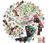 Tatuo 30 Piezas 10 x 10 Pulgadas Tela de Algodón Paquete Estampado Floral de Cuadrados Telas de Acolchado Costura Patchwork de Algodón con Estampado Variado para DIY(Linda Navidad)