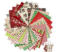 Tatuo 30 Piezas 10 x 10 Pulgadas Tela de Algodón Paquete Estampado Floral de Cuadrados Telas de Acolchado Costura Patchwork de Algodón con Estampado Variado para DIY(Navidad)