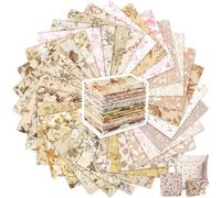 Tatuo 30 Piezas 25 x 25 cm Tela de Algodón Paquete Estampado Floral de Cuadrados Telas de Acolchado Costura Patchwork de Algodón con Estampado Variado para DIY(Marrón Rosa Polvoriento)