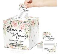 Tatuo 50 tarjetas de recuerdo para colecciones de vida, caja de tarjetas de memoria, ideas para invitados, caja de flores rosas para funeral, graduación, boda, despedida de soltera, cumpleaños