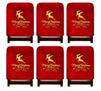 Tatuo 6 Piezas Fundas Sillas de Navidad Fundas para Sillas de Comedor Protectores de Respaldo para Asientos Fiesta de Navidad Decoración de Mesa para Comedor Cocina Hotel(Reno)