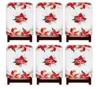 Tatuo 6 Piezas Fundas Sillas de Navidad Fundas para Sillas de Comedor Protectores de Respaldo para Asientos Fiesta de Navidad Decoración de Mesa para Comedor Cocina Hotel(Flor de Pascua)