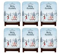 Tatuo 6 Piezas Fundas Sillas de Navidad Fundas para Sillas de Comedor Protectores de Respaldo para Asientos Fiesta de Navidad Decoración de Mesa para Comedor Cocina Hotel(Copo de Nieve)
