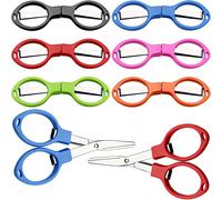 Tatuo 6 Piezas Tijeras de Acero Inoxidable Tijeras Plegables Antioxidantes Mini Cizalla en Forma de Gafas para Uso Doméstico y de Viaje (5 Colores)