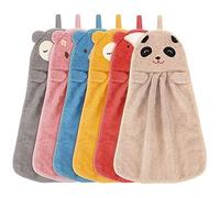 Tatuo 6 Toalla de Mano de Niños Paño de Mano Absorbente de Microfibra Lindas Toallitas de Mano de Animales de Infantiles Toallas Faciales de Secado Rápido con Lazo para Colgar para Cocinas y Baños