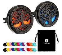 Tatuo Ambientador difusor de aceites esenciales de aromaterapia para automóviles de acero inoxidable y relicario de clip de ventilación con almohadilla de fieltro de repuesto 48 Piezas (Negro)