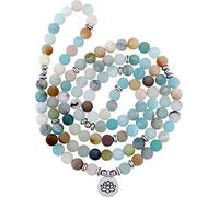 Tatuo Collar de Mala Amazonita de 8 mm con cuentas de piedras preciosas naturales con 108 cuentas redondas para hombres y mujeres