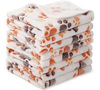 Tatuo Manta de forro polar para mascotas, 4 unidades, diseño de huellas, para perros, gatos, cachorros, manta suave y cálida para dormir, para jaula de cobaya, tamaño M: 76,2 x 52 cm, blanco