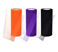 Tatuo - Rollos de tul para Halloween, 3 bobinas, de tela de tul, 15 cm por 6,6 m Black, Orange and Purple