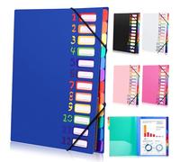 Tatxmalv Carpeta Clasificadora A4, Carpeta Expandible, Carpeta Separadores con 12 Ccompartimentos, Organizador de Documentos con Banda Elástica para Documentos de Oficina, Tareas Escolares (Azul)