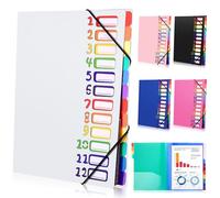 Tatxmalv Carpeta Clasificadora A4, Carpeta Expandible, Carpeta Separadores con 12 Ccompartimentos, Organizador de Documentos con Banda Elástica para Documentos de Oficina, Tareas Escolares (Blanco)