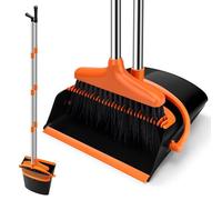 Tatxmalv Juego de Escoba y Recogedor Plegable, Kit de Barrido, Escoba y Polvo Vertical, Escoba y Recogedor Desmontables, Adecuado para Habitaciones, Jardines, Salas de Estar (Naranja)