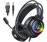 Tatybo Auriculares para Juegos para PS5 PS4 Xbox Series X/S, Auriculares con Cable para Switch Xbox One PC estéreo Sonido Envolvente cancelación de Ruido micrófono Luces LED
