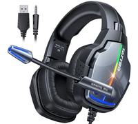 Tatybo Cascos Gaming, Auriculares Gaming con Giratorio de 90° y 4 Modos de Iluminación RGB, Transductores 50mm, Micrófono con Premium Estéreo, Compatibles para Ps4 Ps5 Xboxone PC Switch