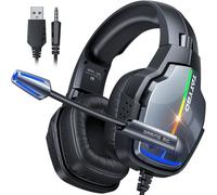 Tatybo Cascos Gaming para Ps5 Ps4 PC, Auriculares Gaming con Micrófono de Cancelación de Ruido Sonido EstéReo 3D 50 mm Drivers, 90° Orejeras Giratorias para Switch Xbox Teléfono PortáTil