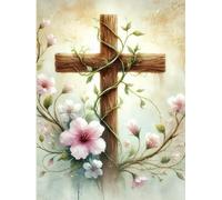 Tauf-Gästebuch mit Holzkreuz & Blumen: Elegantes Hardcover-Buch für Taufen, Kommunion & Konfirmation - 100 leere Seiten für liebevolle Erinnerungen & Segenwünsche