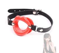 TAUOE Accesorio de Simulación Labial - Rendimiento Ajustable, Diseño de Simulación, Material de Silicona y Cuero, Juguete Decorativo Sexy, Accesorio de Protector Bucal para Mujer - Rojo