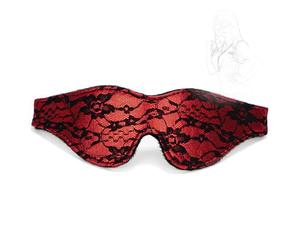 TAUOE Antifaz para Ojos con Encaje Rojo y Negro, Ajustable 25-50 cm, Altura 6.5 cm, Máscara de Dormir Elegante, 20g