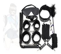 TAUOE Juguetes de rol para parejas y mujeres, con disfraces, antifaces, plumas y cuerdas, etc., ideales para juegos de dormitorio - estilo cuero negro