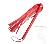 TAUOE Látigo de Cuero Rojo, 65 Centímetros, Diseño con Tres Clavos, Mano de 30 Centímetros