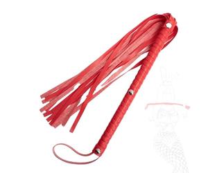 TAUOE Látigo de Cuero Rojo, 65 Centímetros, Diseño con Tres Clavos, Mano de 30 Centímetros