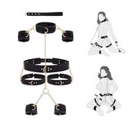 TAUOE Set de Bondage Deportivo de Yoga - Diseño Ajustable de Cuero para Parejas, Hombres y Mujeres, Juego de Rol y Fitness - Negro