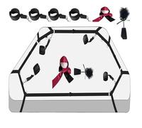TAUOE Set de Correas para Cama de Nylon, Set Completo con Correa Ajustable, Nudo Decorativo Rojo-Negro, Peca y Pañuelo