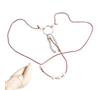 TAUOE Tanga para mujer, cadena de clavícula de perlas con cuerda elástica ajustable, regalo romántico y creativo multifuncional para parejas, accesorio para juegos de dormitorio