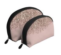 Taupe Rubor Rosa Bronce Rosa Dorado Brillo Glam, Bolsa de Maquillaje de Concha, Monedero pequeño para Mujer, Bolsa de artículos de tocador, Bolsa de cosméticos, 2 Piezas