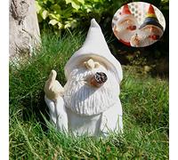taupphoo Divertidos gnomos traviesos, decoraciones de Navidad, gnomo de mago fumador de dedo medio, pinta tu propio gnomo de jardín de 6.3 pulgadas, figura de gnomo para decoración de jardín