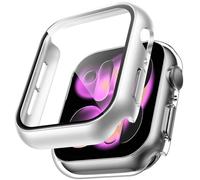 TAURI 2 Pack Funda Apple Watch 11/10 42mm,Ultra Delgada PC Funda, Protección Completa, Protector Apple Watch 46mm[contra caídas] Resistente a arañazos Protector Pantalla - Plata + Transparente