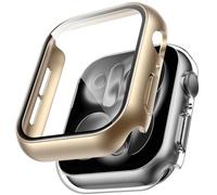 TAURI 2 Pack Funda Apple Watch 11/10 46mm,Ultra Delgada PC Funda, Protección Completa, Protector Apple Watch 46mm[contra caídas] Resistente a arañazos Protector Pantalla - Champán + Transparente