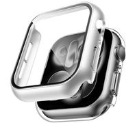 TAURI 2 Pack Funda Apple Watch 11/10 46mm,Ultra Delgada PC Funda, Protección Completa, Protector Apple Watch 46mm[contra caídas] Resistente a arañazos Protector Pantalla - Plata + Transparente