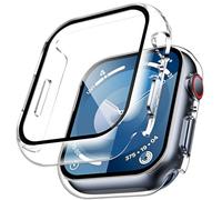TAURI 2 Pack Funda Apple Watch Serie 8/7 45mm, Protector Apple Watch 8/7 45mm, Ultra Delgada PC Cristal Templado, Protección Completa, Resistente a arañazos contra arañazos y caídas-Transparente