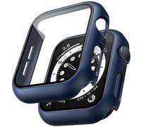 TAURI 2 Pack Funda Impermeables para Apple Watch SE 3/2/1, Series 6/5/4 44 mm, [Resistentes a Golpes 360掳] con protector de pantalla de cristal templado 9H, Funda Delgada PC de iWatch 44 mm - Azul