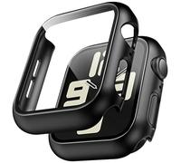 TAURI 2 Pack Funda para Apple Watch SE3/2/1, Series 6/5/4 44mm con Protector de Pantalla de Cristal Templado 9H, [Touch Sensitive] [Full Coverage] Slim Bumper Protective Cover para iWatch 44mm - Negro
