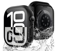 TAURI 2 Pack Fundas Impermeables para Apple Watch Series 11/10 46 mm, [Resistentes a Golpes en 360°] con protector de pantalla de cristal templado 9H, Funda Delgada PC de 46 mm 2025 - Negro