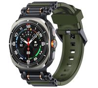 TAURI Correa de reloj diseñada para Samsung Galaxy Ultra de 47 mm [correa de silicona líquida duradera + conector de metal de acero inoxidable], correa resistente militar para hombres, verde militar