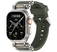 TAURI Correa de silicona para Apple Watch Bands Ultra 3/2/1 de 49 mm [correa de silicona líquida + conector de metal de acero inoxidable], correa deportiva para iWatch de 49 mm, correa ajustable para