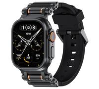 TAURI Correa diseñada para Apple Watch Ultra 2/Ultra de 49 mm [silicona líquida + correa de conector de metal de acero inoxidable] para series 10/9/8/7/6/SE/5/4 de 46 mm/45 mm/44 mm, para hombre,