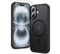 TAURI Funda Magnética para iPhone 16 Plus 6.7", Mate Negro | [No Amarillea] con HD Protectores de Pantalla, [Protección de Grado 15 FT] Mejorada Protección Anti-Arañazos Case