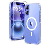 TAURI Funda Magnética para iPhone 16 Plus 6.7", Transparente | [No Amarillea] con HD Protectores de Pantalla, [Protección de Grado 15 FT] Mejorada Protección Anti-Arañazos Case