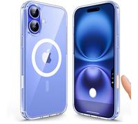 TAURI Funda Magnética Transparente iPhone 16 Plus con Botón de Captura de Control de Cámara, Compatible con MagSafe [Anti-Amarillamiento] [Protección de Grado Militar], Funda iPhone 16 Plus 6.7"