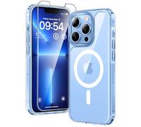 TAURI Funda para iPhone 13 Pro MAX 6.7", Compatible with MagSafe [No Amarillea] con HD Protectores de Pantalla, [Protección de Grado 15 FT] Mejorada Protección Anti-Arañazos Case - Transparente