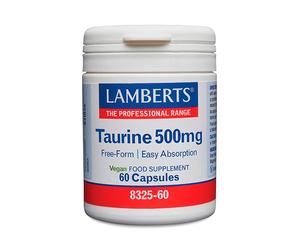 Taurina 500 mg 60 cápsulas Lamberts - complemento alimenticio para adultos