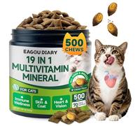 Taurina para Gatos Vitaminas - 500 Golosinas, 19 en 1 CardíAca & Visión Felina, Energía & Vitalidad, Inmune, Multivitamínico para Gatos Taurina, Minerales, Premios Vitaminados para Gato