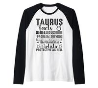 Tauro Datos del Zodiaco Hombres Mujeres Niños Tauro Mayo Abril Cumpleaños Camiseta Manga Raglan
