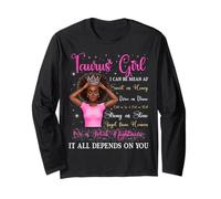 Tauro Girl Black Queen Zodiac Birthday Afro Mujer Rosa Manga Larga