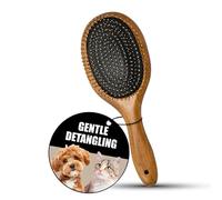 Tauro Pro Line - Cepillo de madera para perros y gatos, masaje suave, ovalado medio